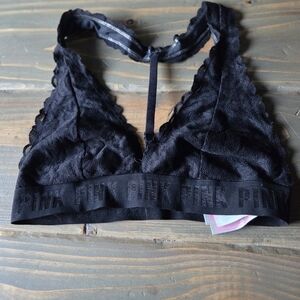 PINK Victoria's Secret Black Lace Triangle Bralette